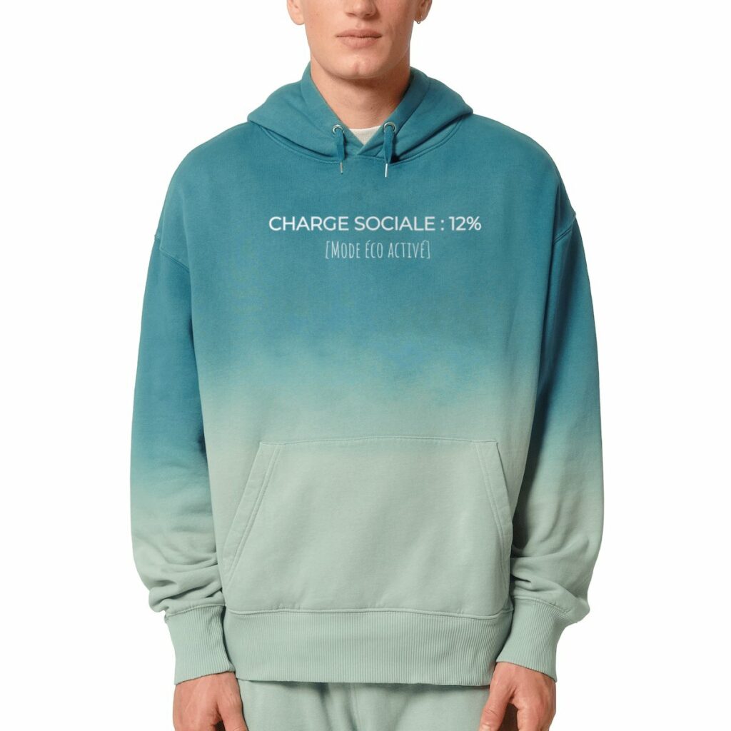 Sweat à capuche oversize Dip Dye — « Charge sociale : 12 % »